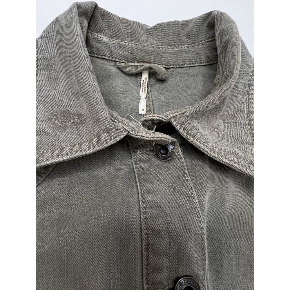 Anthropologie Free People Cargo Jacket Womens Medium Distressed Military Y2K - Picture 5 of 13